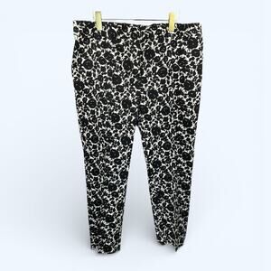 Talbots Women's Heritage Collection Cropped Black and White Floral Pants 16W